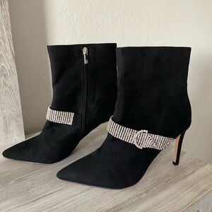 New York & Company Black Heeled Boots with Rhinestone Accent NWOT